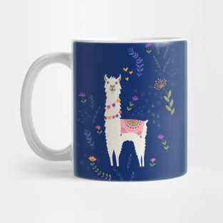 Llama on Blue Mug